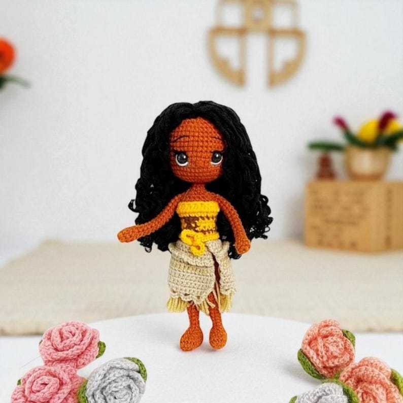Crochet Moana Princess Doll: Amigurumi Nursery Decor image 1
