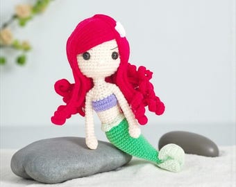 Lalka Ariel szydełkowa: Mała Księżniczka Syrenka Amigurumi