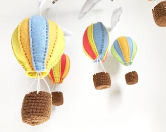 Baby mobile - Colorful summer shade hot air balloons mobile, nursery decor, felt mobile, felt craft, felt fabric, balloon mobile