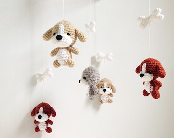 Puppy Crochet Baby Mobile, Dog baby mobile, Nursery decor,Dog crochet mobile, Dog crochet mobile, Baby Gift, Amigurumi, Baby shower gift