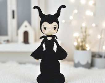 Maleficent Crochet Doll, Nursery Decor, Girl Gift