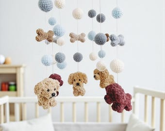 Móvil de ganchillo para bebé Goldendoodle: decoración para habitación de perro