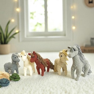 Cute Horse gang Amigurumi, nursery decor, Horse amigurumi, Crochet Horse, Handmade crochet animal, decor, gift, toys