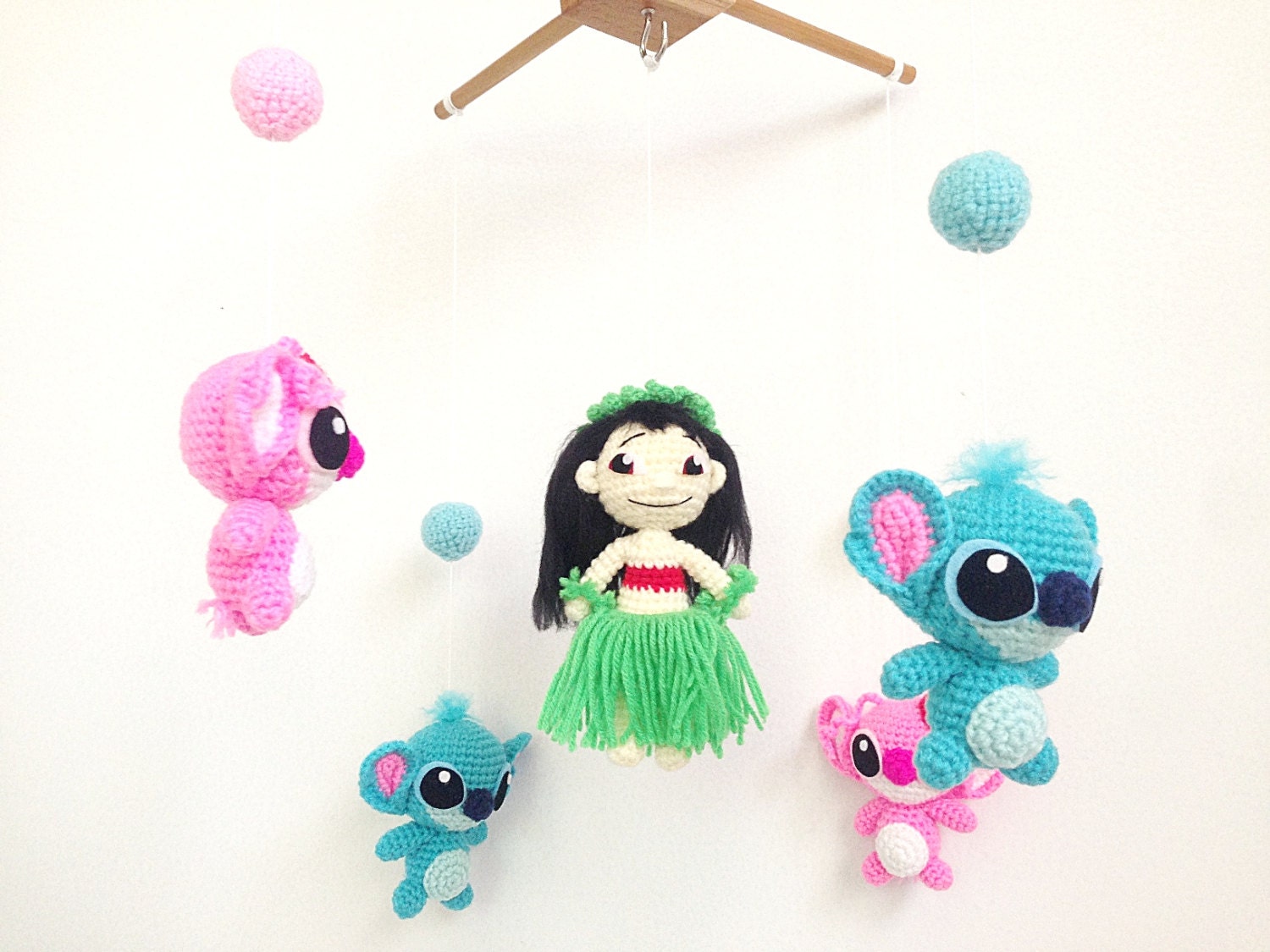 Baby Mobile Lilo y Stitch con Angel cuna móvil Amigurumi - Etsy México