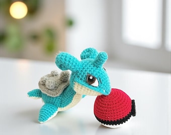 Set gehaakte lapras en pokéball, Pokemon Amigurumi, decoratie kinderkamer