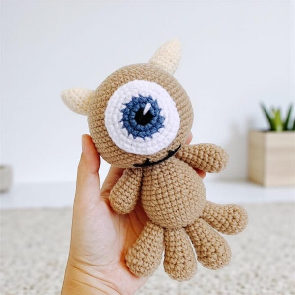 Crochet Teddy Bear Monster Amigurumi Doll: Little Mikey