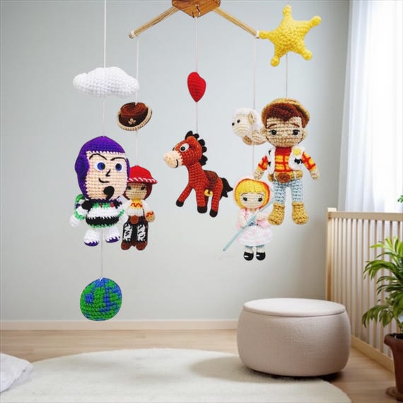 Crochet Toy Story Baby Mobile: Handmade Nursery Decor