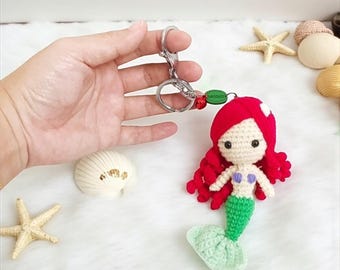 Crochet Little Mermaid Keychain: Handmade Ariel Amigurumi