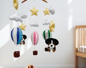 Bernese Mountain Dog Crochet Baby Mobile: Nursery Decor