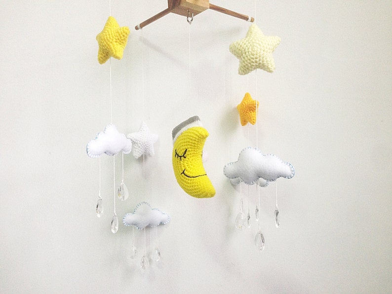 Baby Mobile Sleeping Moon Crib Mobile Star Baby Mobile Etsy