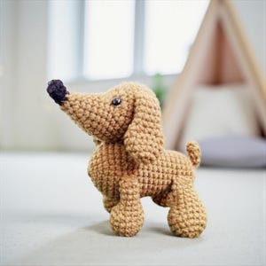 Crochet Dachshund Dog Amigurumi: Handmade Puppy Toy