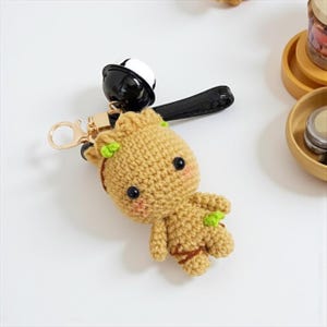 Baby Groot Key ring Crochet,  Groot Amigurumi, Crochet Monster, Handmade crochet Keychain, Baby Groot Key ring