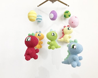 Baby mobile - Crochet Baby Dinosaur and Egg Crib mobile, Dinosaur baby mobile, Nursery decor, Dinosaue crochet,Dino Gift, Baby gift