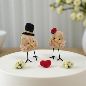 Wedding Cake Toppers - Bird Wedding Cake Topper - Bird Cake Topper - Wedding Cake Topper - Bride and Groom Cake Topper - Crochet Cake Topper