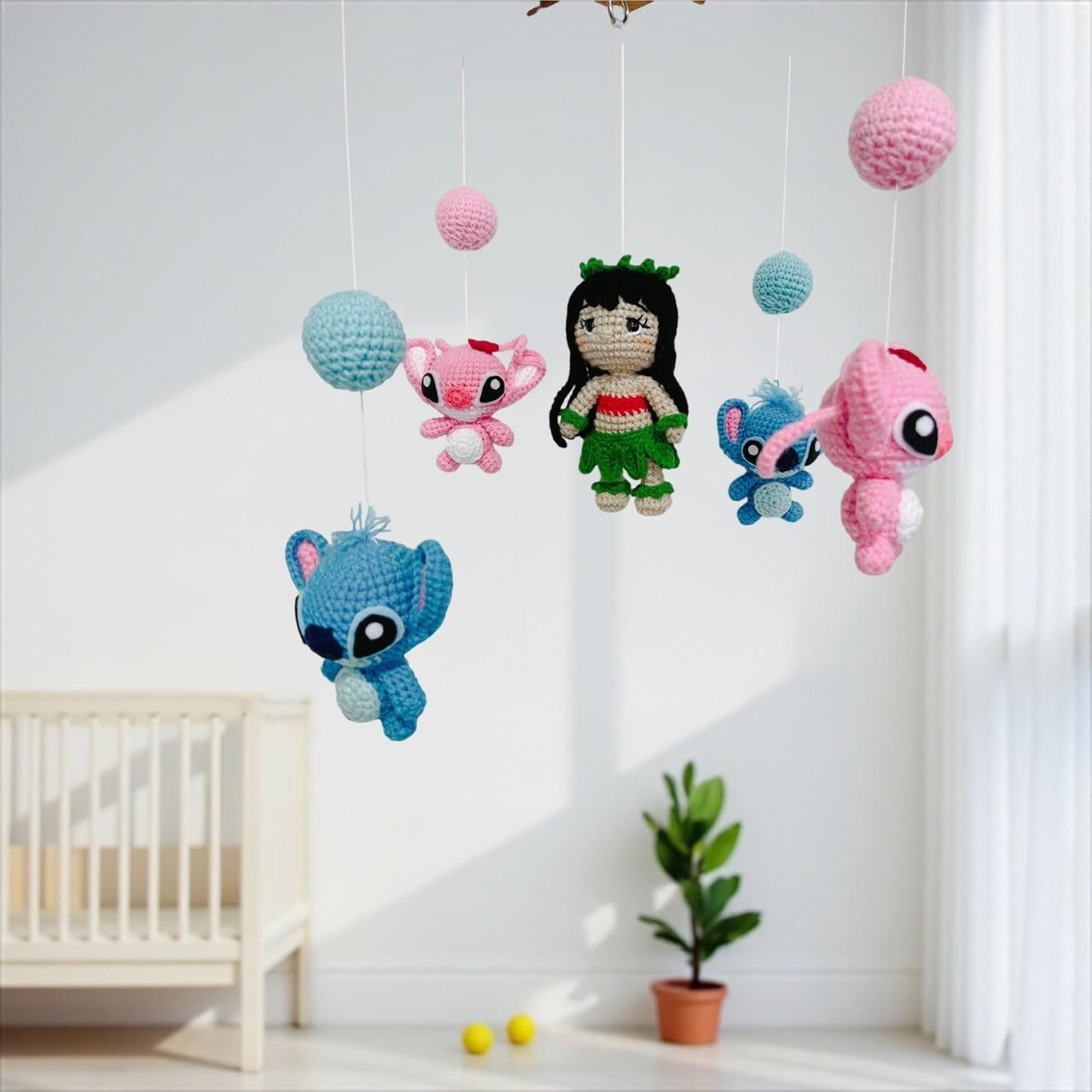 Lilo and Stitch Baby Mobile: Crochet Amigurumi Nursery Decor