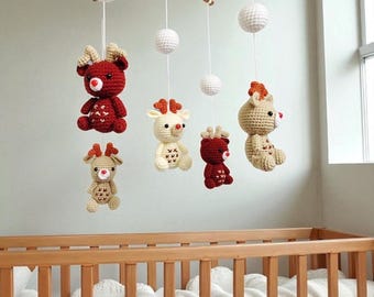 Crochet Deer Baby Mobile: North Pole Bambie, Nursery Decor