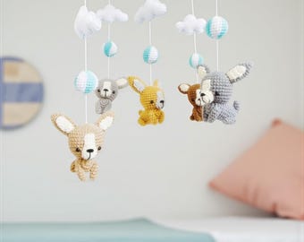 Crochet Chihuahua Puppy Baby Mobile: Nursery Decor, Dog Theme