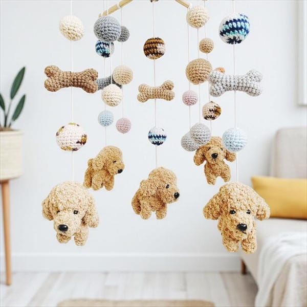 Goldendoodle Crochet Baby Mobile: Dog Nursery Decor