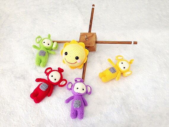 Teletubbies Baby Crib Mobile: Crochet Amigurumi Nursery Decor - Etsy