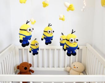 Crochet Minions Baby Mobile: Handmade Nursery Decor