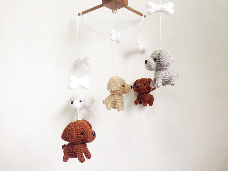 Labrador Puppy Crochet Baby Mobile, Dog baby mobile, Nursery decor,Dog crochet mobile, Labrador baby mobile, Baby Shower Gift image 3