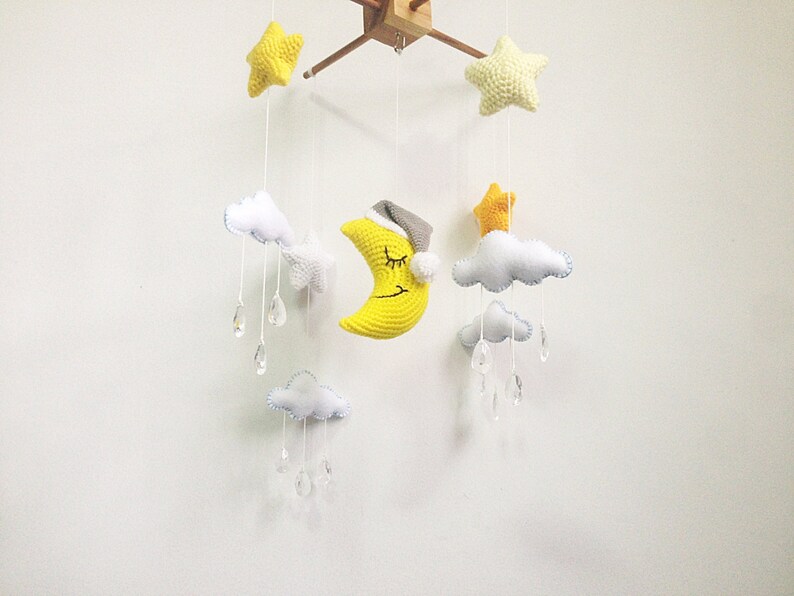 Baby Mobile Sleeping Moon Crib Mobile Star Baby Mobile Etsy