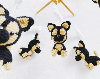 Crochet German Shepherd Puppy Baby Mobile: Nursery Decor