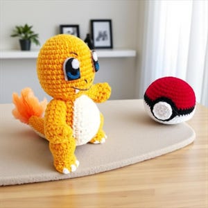 Charmander Pokemon Crochet, Amigurumi Nursery Decor, Toy and Pokemon Ball