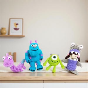 Crochet Monster Amigurumi, nursery decor, Monster, Sully, Randall, Mike wazowski, Boo doll, toy, pretend play,