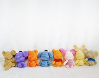 かぎ針編みのくまのプーさんあみぐるみセット:子供部屋の装飾、手作り かぎ針編みのくまのプーさんあみぐるみセット:子供部屋の装飾、手作り