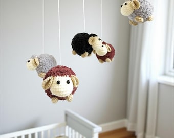 Crochet Sheep Baby Mobile: Cozy Nursery Decor