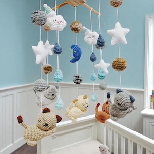 Crochet Kitten Baby Mobile: Handmade Nursery Decor