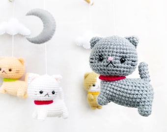 Kitten mobile, Cat baby mobile, Cat crochet mobile, Kitten, Baby Crib Mobile, Nursery crib mobile, Baby gift