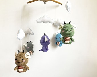 Baby mobile - Crochet Cute Baby Dragon Baby crib mobile, Nursery decor, Dragon baby mobile, Crochet mobile,Baby gift, Gift,