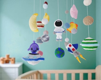 Crochet Space Baby Mobile: Astronaut, Spaceship, Alien