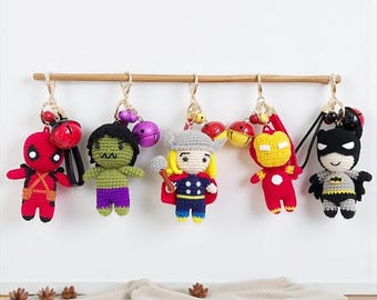 Crochet Super Hero Keychain: Handmade Amigurumi Key Ring
