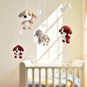 Puppy Crochet Baby Mobile, Dog baby mobile, Nursery decor,Dog crochet mobile, Dog crochet mobile, Baby Gift, Amigurumi, Baby shower gift