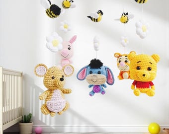 Crochet Winnie the Pooh Baby Mobile: Woodland Nursery Decor