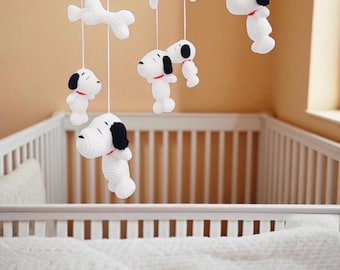Amigurumi Snoopy Baby Mobile: Crochet Nursery Decor