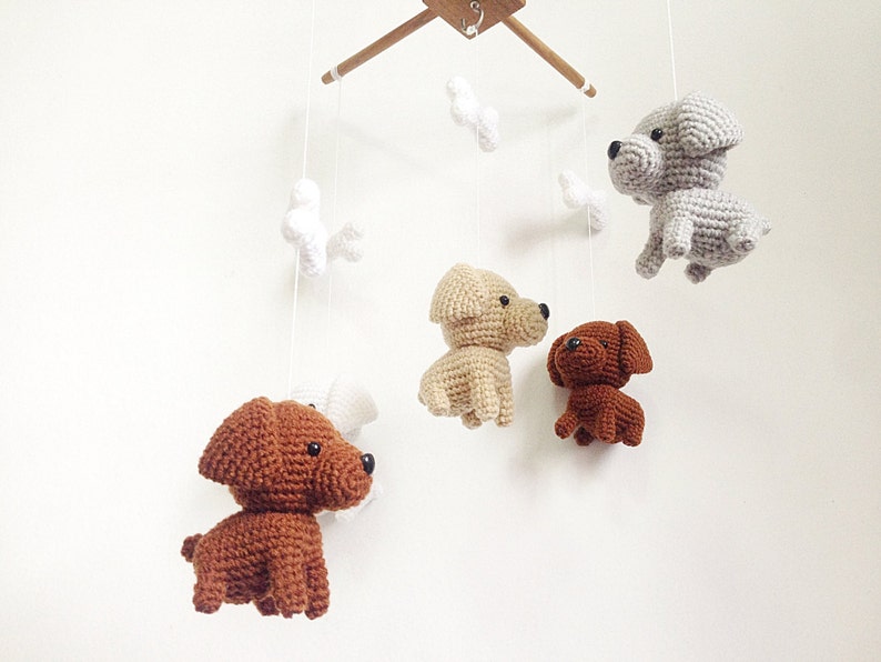 Labrador Puppy Crochet Baby Mobile, Dog baby mobile, Nursery decor,Dog crochet mobile, Labrador baby mobile, Baby Shower Gift image 2