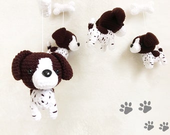 German Short haired Pointer Puppy Crochet Baby Mobile, Dog baby mobile,Puppies, Nursery Decor, Baby gift