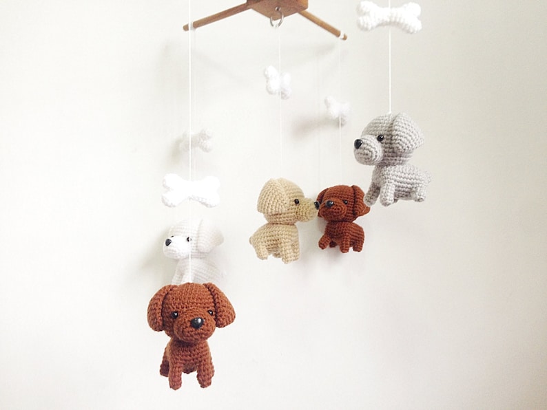 Labrador Puppy Crochet Baby Mobile, Dog baby mobile, Nursery decor,Dog crochet mobile, Labrador baby mobile, Baby Shower Gift image 1