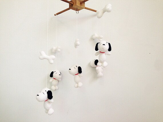 Baby Mobile Amigurumi Snoopy Baby Crib Mobile Snoopy Baby Etsy