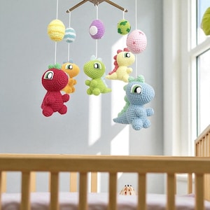 Baby mobile - Crochet Baby Dinosaur and Egg Crib mobile, Dinosaur baby mobile, Nursery decor, Dinosaue crochet,Dino Gift, Baby gift