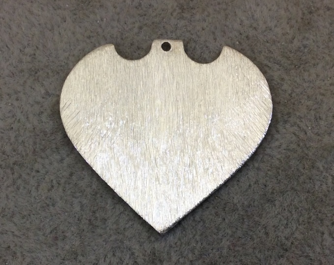 Large Sized Silver Plated Copper Blank Pointed Heart/Shield Shaped Pendant Components - Measuring 33mm x 31mm - Sold in Packs of 10 (240-SV)