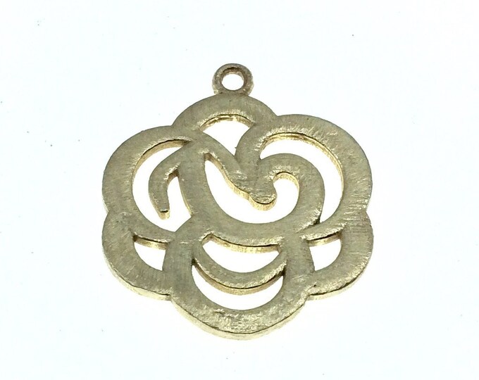Small Sized Gold Plated Copper Open Fancy Rose Blossom Shaped Components - Measuring 23mm x 23mm - Sold in Packs of 10