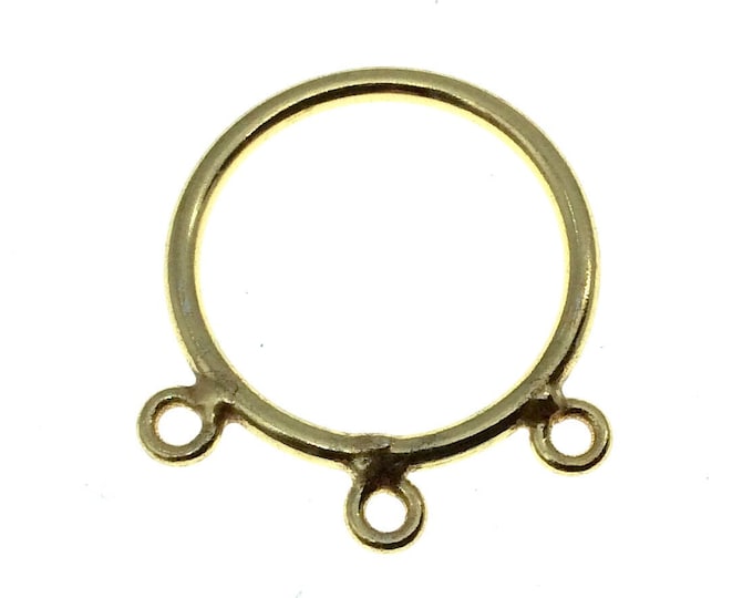 20mm Gold Finish Open Circle with Three Rings Shaped Plated Copper Connector Components - Sold in Packs of 10 Pieces - (662-GD)