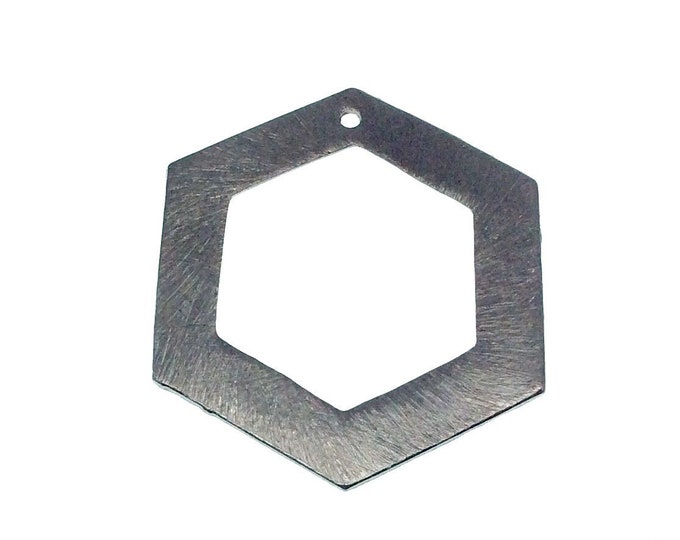 Large Gunmetal Plated Copper Open Cutout Thick Hex/Hexagon Shaped Components - Measuring 26mm x 30mm - Sold in Packs of 10 (183-GD)