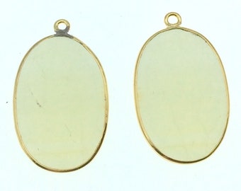 Yellow Banded Agate Bezel | One Pair of OOAK Gold Finish Faceted Freeform Shaped Pendants "GB"- Measuring 18mm x 27mm - Natural Gemstone