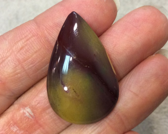 Natural Mookaite Pear/Teardrop Shaped Flat Back Cabochon - Measuring 22mm x 34mm, 6mm Dome Height - Natural High Quality Gemstone